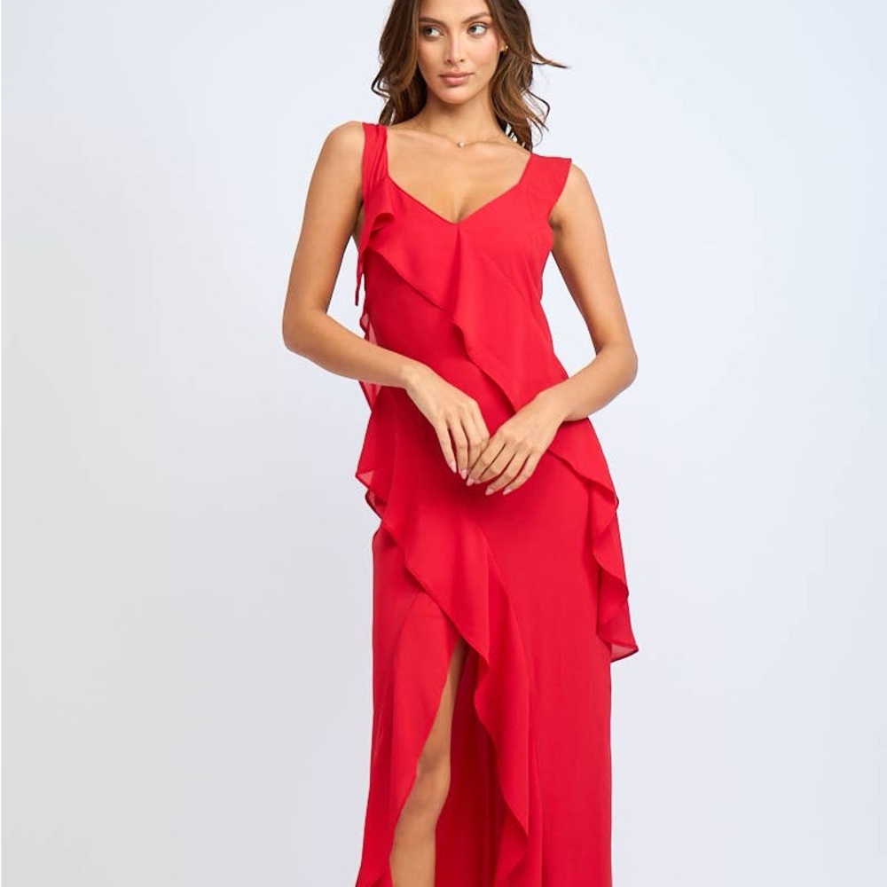 Elegant Red High Low Dress